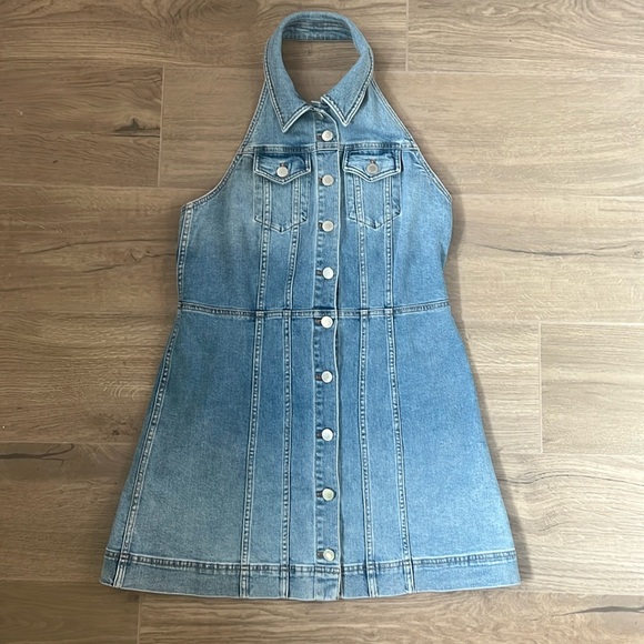 Alice + Olivia Halter Denim Dress - Size 12 - Picture 2 of 7